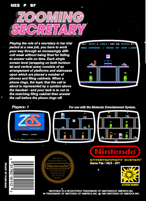 Zooming Secretary (Homebrew) — Box back